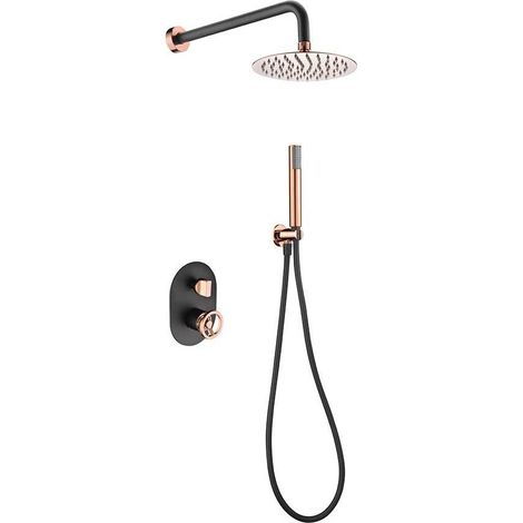 Ducha Empotrada Negro Mate/Oro Rosa Serie Olimpo IMEX (1/2)