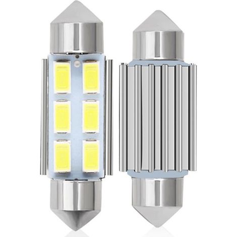 4Pcs C5w led 36mm 5630 SMD 6 LED Ampoule Lampe Dme Festoon C5w Led DC 12V Blanc Voiture (1/5)