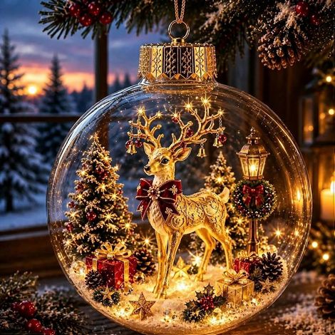 Ornement lumineux « Histoire de Noël », boules de Noël lumineuses à suspendre, décoration de Noël à accrocher au sapin ou à la cheminée, décoration de Noël et cadeaux (1/5)