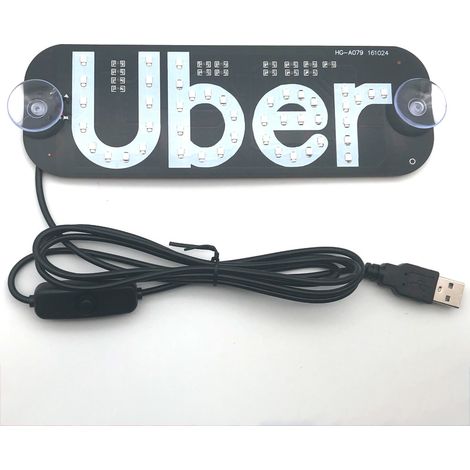 LED-Taxi-Anzeigetafel, hellgrün, 6,3 x 19 cm, 3 W, energiesparend, für Uber, Anzeigeleuchte für die Autoscheibe mit USB-Ein-/Ausschalter