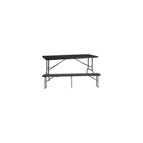 WELLHOME Tavolo pieghevole 180x74x74 cm e panca pieghevole 183x30x43 cm, in effetto rattan