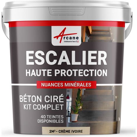 Béton ciré escalier, kit complet - 2 m² (en 2 couches) Crème Ivoire - ARCANE INDUSTRIES