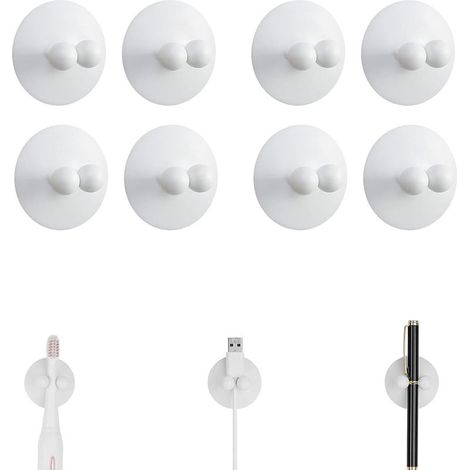 GDHZS- 8 Pièces Porte-brosses à Dents Porte-Brosse à Dents étanche Ventouse Porte-sans Perforation - pour Mur ou Verre pour Suspendre Salle de Bain(Blanc) (1/5)