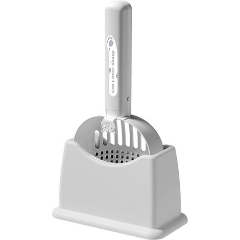 Pelle à litière chat auto vibrante avec support et lampe UV stérilisante, charge Type-C, raccrochable, tamisage crottes 1 clic, batterie 500mAh rechargeable, ABS 29x17x9cm (1/3)