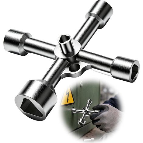 Clé Triangulaire 4 Voies 5 Tailles diamètre intérieur 7mm 10mm 12mm 13mm 18mm Clé Utilitaires pour Compteurs Eau Gaz Électricité Armoire Technique Armoires de Distribution Outil Multifonction (1/5)