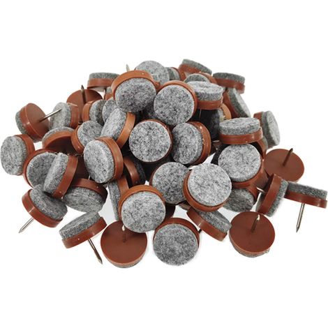 Sollbry Lot de 50 patins ronds en feutre pour meubles, très résistants, à clouer, pour protection de sol, pour meubles en bois, chaises, tables, pieds (diamètre 24 mm, marron) (1/5)
