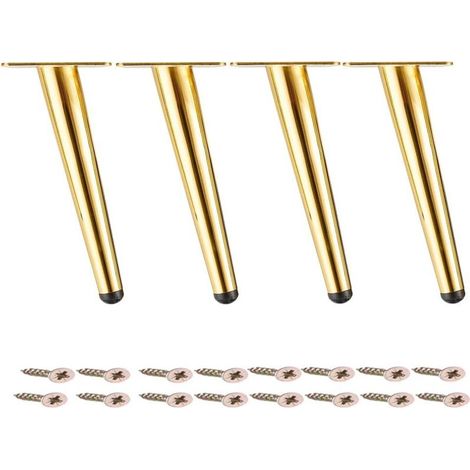 Pieds de table en métal, pieds de canapé inclinés, pour régler la hauteur de la table, doré, lot de 4, 15 cm (1/5)