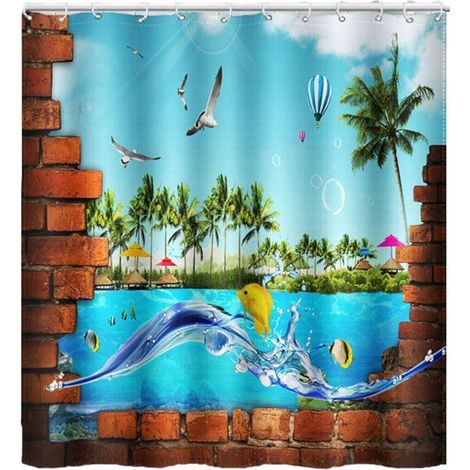Duschvorhang mit Science-Fiction-Unterwasser-Motiv – 180 x 180 cm (1/5)