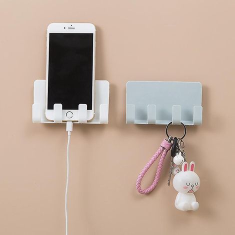 porte De Serviettes Crochet Mural Adhsif Cintre Multiusage De Plastique Support De Recharge Pour Tlphone Portable Multifonctionnel Rack De Stockag (1/5)