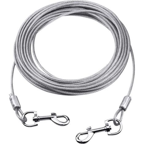 Câble d'attache pour chiens jusqu'à 80 kg – Longueur 10 mètres – Acier inoxydable et PVC – Anti-morsure et résistant à la saleté (1/5)