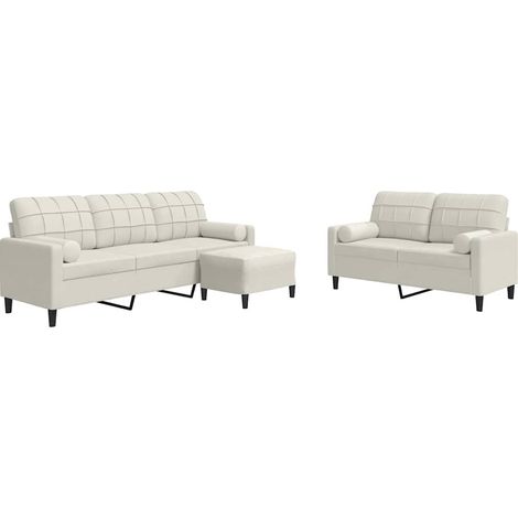Maison Exclusive - Set di Divani 3 pz con Cuscini e Rinforzi Crema in Velluto