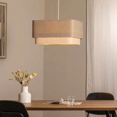 [GEBRAUCHT] B-Ware Hängeleuchte Pendelleuchte Kwadro Led E27 Lampe Leuchte Beige Creme Leinen