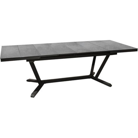 PROLOISIRS Table de jardin Vita graphite/lucca en Alu 180/240x100 cm - plateau à lames Kedra (1/3)