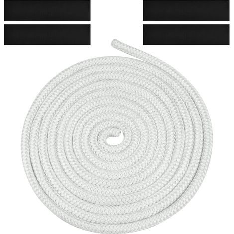 Joint Tressé pour Insert et Poêle, 8mm x 3m Joint en Fibre de Verre avec 4 Ruban,pour Poele a Bois, Cheminée,Blanc (1/5)
