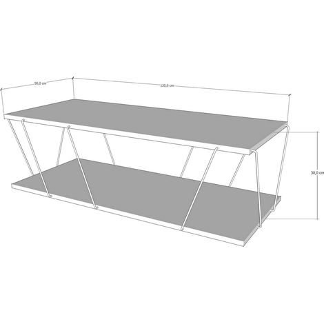 Tavolino da caffè in legno Zisino - 120 x 50 x 30 cm - Pino