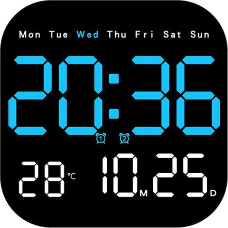 Orologio multifunzione a LED,orologio elettronico,fresco per il soggiorno,orologio da parete,da appendere e da appoggio,Blu