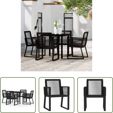 Table de jardin - Ensemble à manger de jardin 5 pcs Noir (1/5)