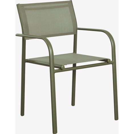 SKLUM Stapelsessel für den Garten mit Armlehnen aus Aluminium Olenia Tiefes Grün Olive                                  
