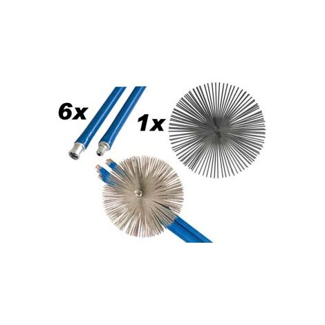 KIT SPAZZACAMINO  6 aste da cm.140 + 1 scovolo cm.25
