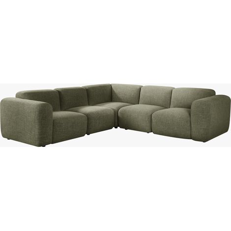 ALMA Canapé d'angle modulable en tissu vert (1/5)
