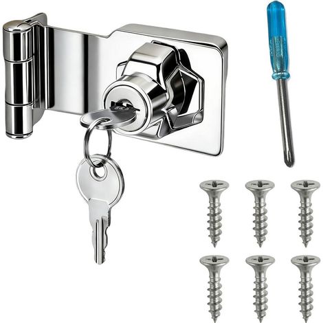 Schrank Schloss mit Schlüssel, 90° Überfalle abschließbar, Rostfreier Stahl, Torriegel für Türen & Schubladen