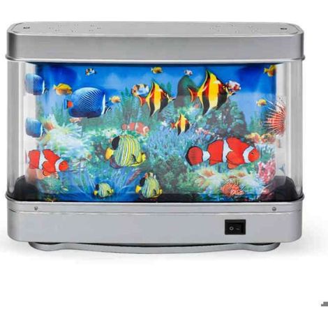 Aquarium avec éclairage LED et système d’autopurification, 30x23x7cm, multicolore