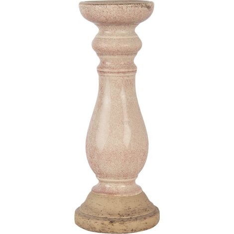 Chandelier Bougeoir en Céramique Rose Porte-Bougie Décoratif de Table 14 x 36 cm - PANGIVO (1/2)