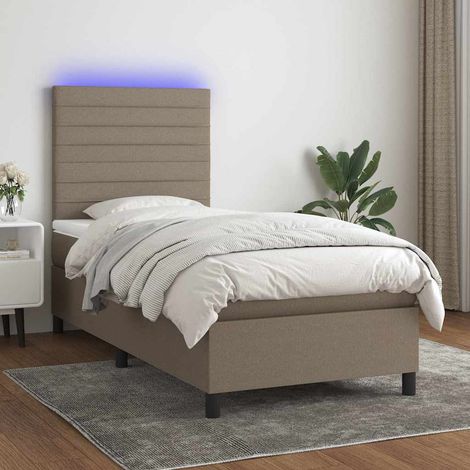 Boxspringbett mit Matratze & LED Taupe 90x190 cm Stoff (1/5)