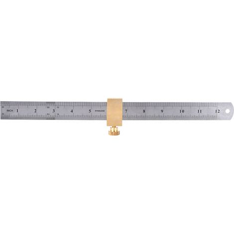Règle en acier de 30 cm pour le travail du bois, outil de marquage et de mesure avec bloc coulissant en laiton. (1/5)