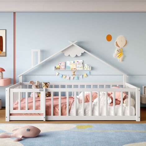 Cama infantil casita 90x190 cm pino blanco DESVIAE (1/5)