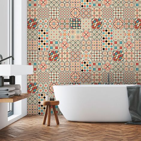 Sticker Mural Carrelage adhésif Cuisine Salle de Bain - 60 STICKERS CARRELAGES AZULEJOS ARIANITO - 60stickers10x10cm (1/5)