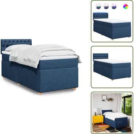 Boxspringbett mit Matratze Blau 90x190 cm Stoff - Boxspringbett - Doppelbett - Bettenrahmen - Schlafsystem - Liegekomfort (1/5)