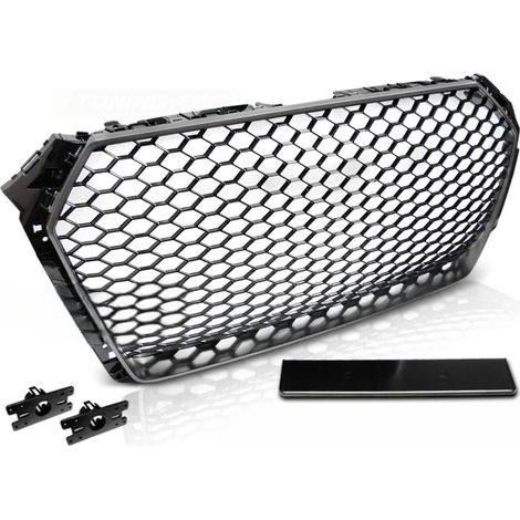 Calandre pour Audi A4 B9 de 2015 a 2019 Look Sport Argent et noir-31771607 (1/4)