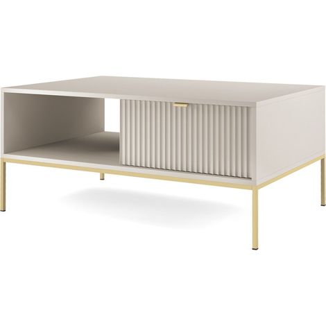 Table basse : Cachemire, or, 104 x 46 x 68 cm, poignées dorées (1/4)