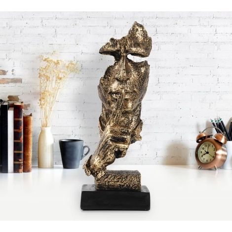 Fdit statues de sculpture Visage Sculpture Résine Statue Abstraite Art Moderne Figurines Statue Sculpture Statues (Or) (1/4)