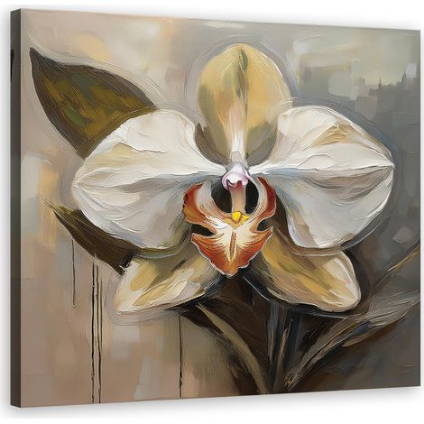 Quadro su tela, Fiore bianco dipinto - 30x30 (1/5)