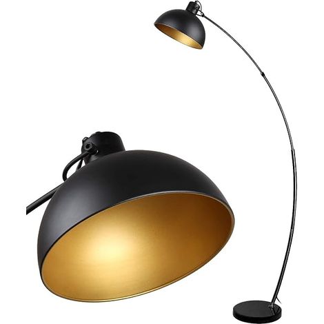 Arc Floor Lamp, Retro Design Floor Lamp, Adjustable Lampshade, 1x E27 Max 60 Watt, Metal, Black-Gold, Floor Lamps for Living Room, Living Rooms, Reading (1/5)