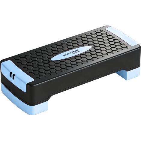 Plateforme d'aérobic réglable en hauteur avec 2 niveaux (11/16 cm), 2 bandes de résistance, tapis antidérapant, bleu (1/5)
