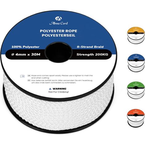 Corde Tresse Polyester 4mm x 30m Bobine - Blanc (1/5)