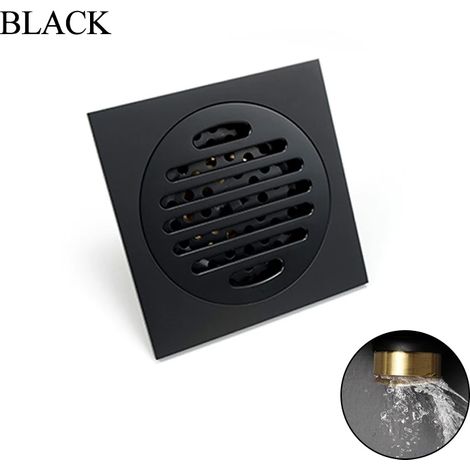 (Matte Black)Deluxe Brushed Rose Gold Square 10CM Tile Embedded Hidden Brass Floor Drain Garbage Grille Bathroom Shower Drain (1/4)