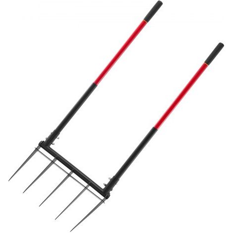 Horca Ancha de 5 Dientes con Mangos Dobles de Fibra de Vidrio, Resistente, Diseño Ergonómico en Forma de U, Herramienta de Jardinería para Compostaje, Trasplante y Aireación, 1370 x 515 mm (1/5)