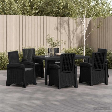 vidaXL Ensemble de salle à manger pour jardin 7 pc Anthracite PP (1/5)