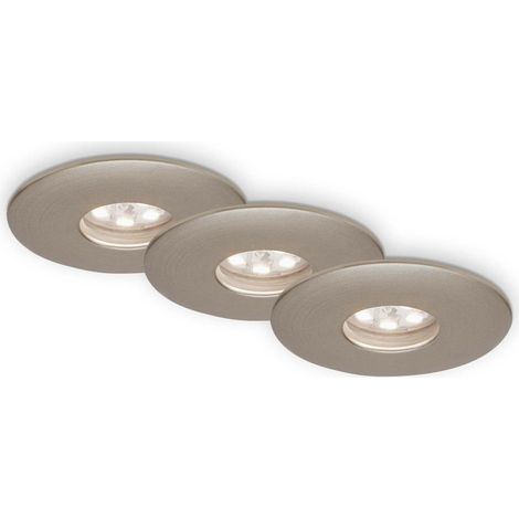 LED Einbauleuchten 3er Set IP44 1,8 W 3000K silber Kunststoff Briloner