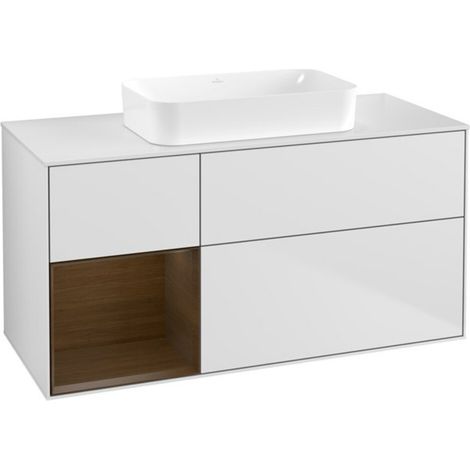 V&B Waschtischunterschrank Wandbeleuchtung Finion 120x60 cm, Reg re wal ven, wh. m lacquer (1/2)