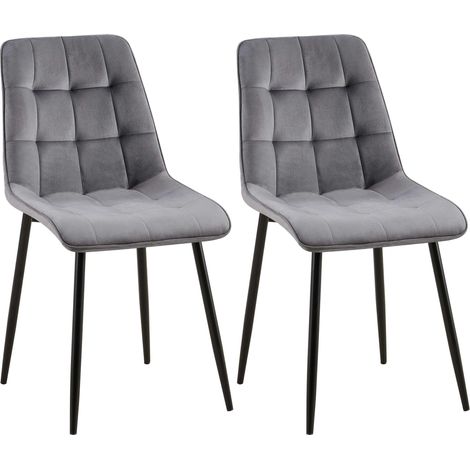 Set di 2 sedie da pranzo Gifford in velluto grigio scuro Velluto