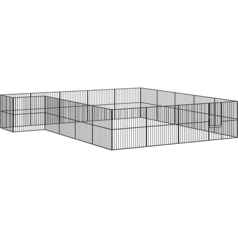 Dog Playpen 20 Panels Black Galvanised Steel vidaXL