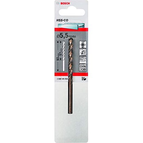 2608585854 - Punte per metallo HSS-Co, DIN 338 5,5 x 57 x 93 mm