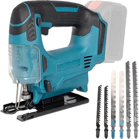 3 Vitesses Scie Sauteuse Sans Fil, Coupe Biseau ±45° Scie Sauteuse Pendulaire, 6 Lames, Scie-Sauteuse à Batteria Lithium-ion pour Bois Métaux (Sans Batterie) (1/5)