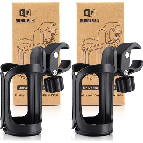 Paquete de 2 portavasos universales para cochecito/pedicura, soporte ajustable para botellas de agua