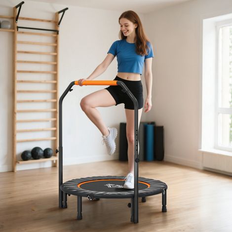 Trampoline de fitness pliable, guidon réglable, Ø 102 x 123 cm (H), jusqu'à 150 kg, noir
